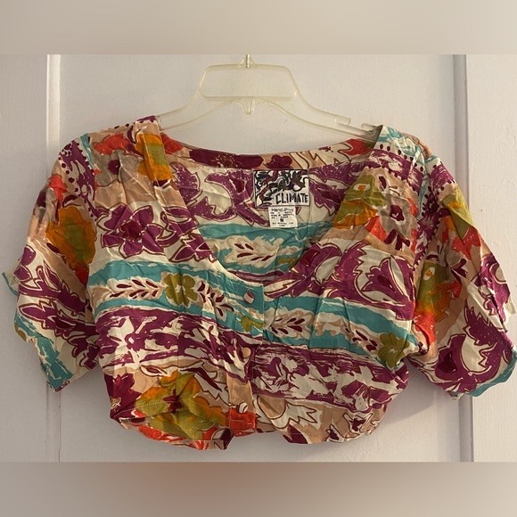Climate 100% rayon cropped blouse - Picture 1 of 4